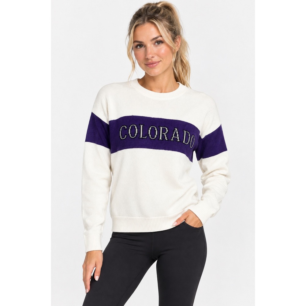 Hillflint MLB Colorado Rockies Sweater Womens Medium White Purple Cotton Knit